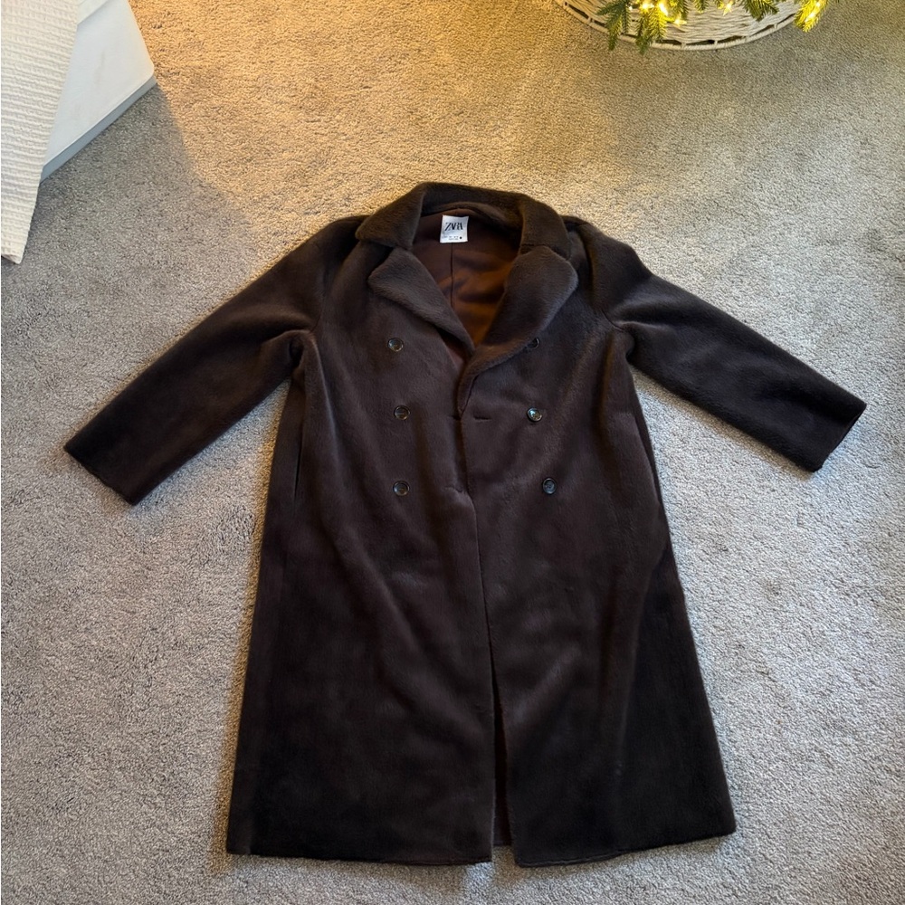 Zara dark brown fur coat